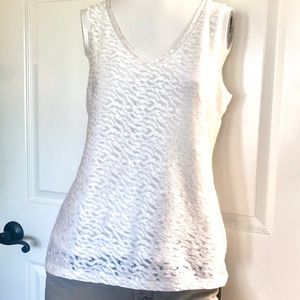 Banana Republic White Lace Sleeveless Top Size Med